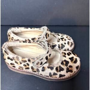 Mini Boden Toddler Girls Animal print Cheetah Fur Mary Janes size 24 US 7.5